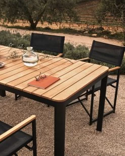 Bona Aluminium And Solid Teak Table 100% Outdoor Suitable With Black Finish 160 X 90 Cm | Kave Home -Quality Furniture Store A000002067 3