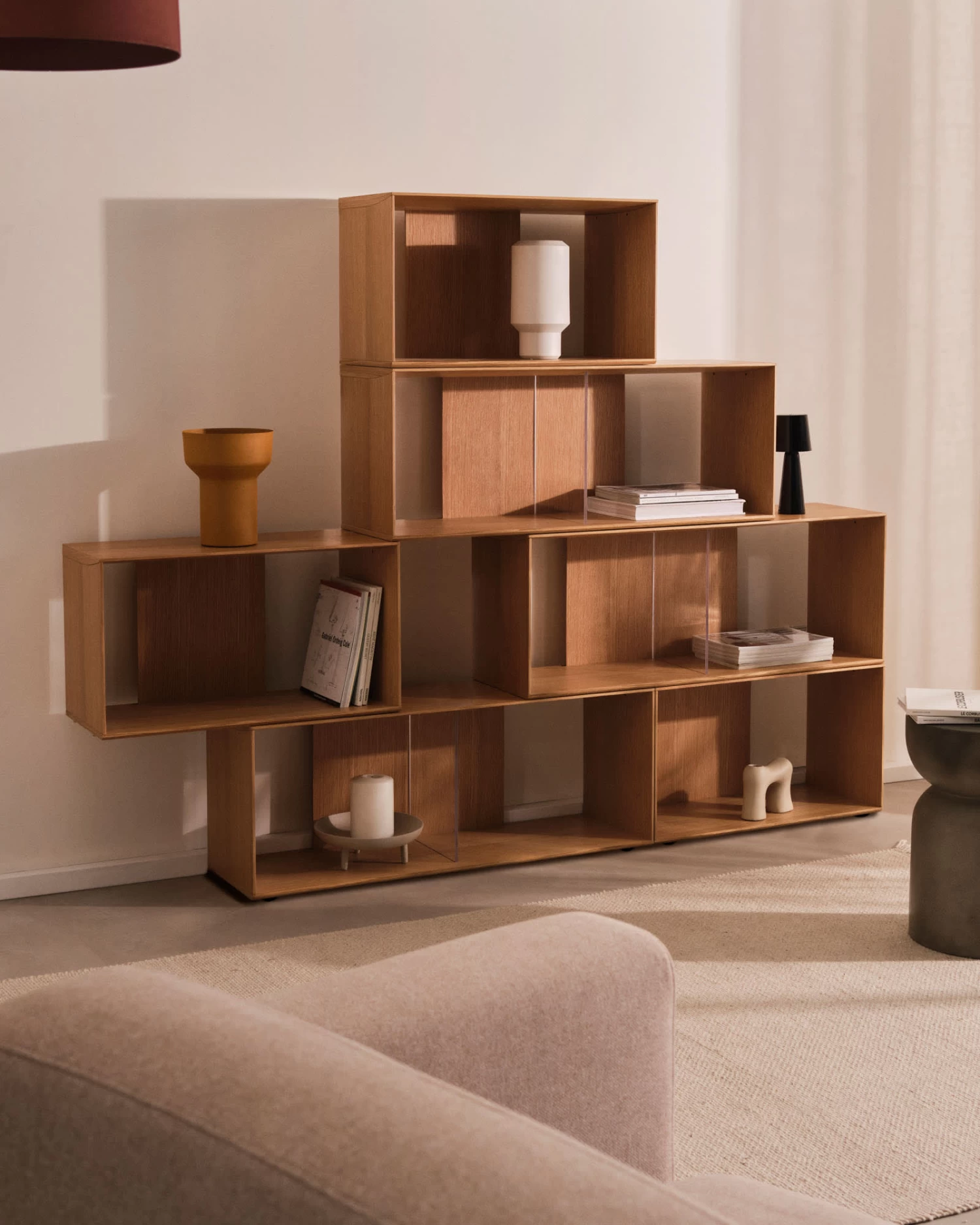 Litto Set Of 6 Modular Shelving Units In Oak Wood Veneer 168 X 114 Cm | Kave Home 6 Litto Set Of 6 Modular Shelving Units In Oak Wood Veneer 168 X 114 Cm | Kave Home - Image 4