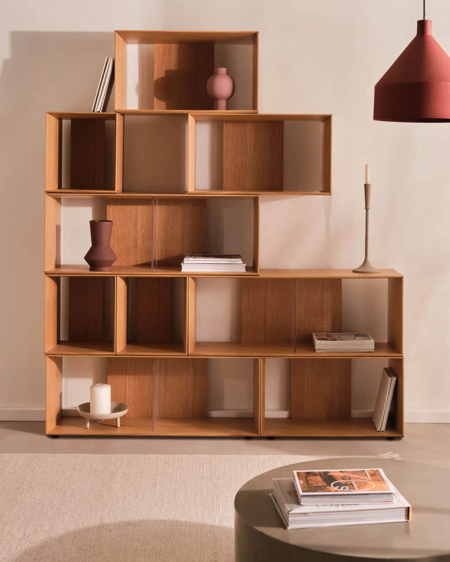 Litto Set Of 6 Modular Shelving Units In Oak Wood Veneer 101 X 152 Cm | Kave Home 4 Litto Set Of 6 Modular Shelving Units In Oak Wood Veneer 101 X 152 Cm | Kave Home - Image 2