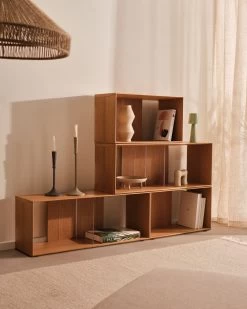 Litto Set Of 4 Modular Shelving Units In Oak Wood Veneer 168 X 76 Cm | Kave Home 20 Litto Set Of 4 Modular Shelving Units In Oak Wood Veneer 168 X 76 Cm | Kave Home -Quality Furniture Store A000002089 5