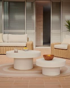 Aiguablava Round Coffee Table In White Cement, Ø 66 Cm 15 Aiguablava Round Coffee Table In White Cement, Ø 66 Cm -Quality Furniture Store A000002099 13