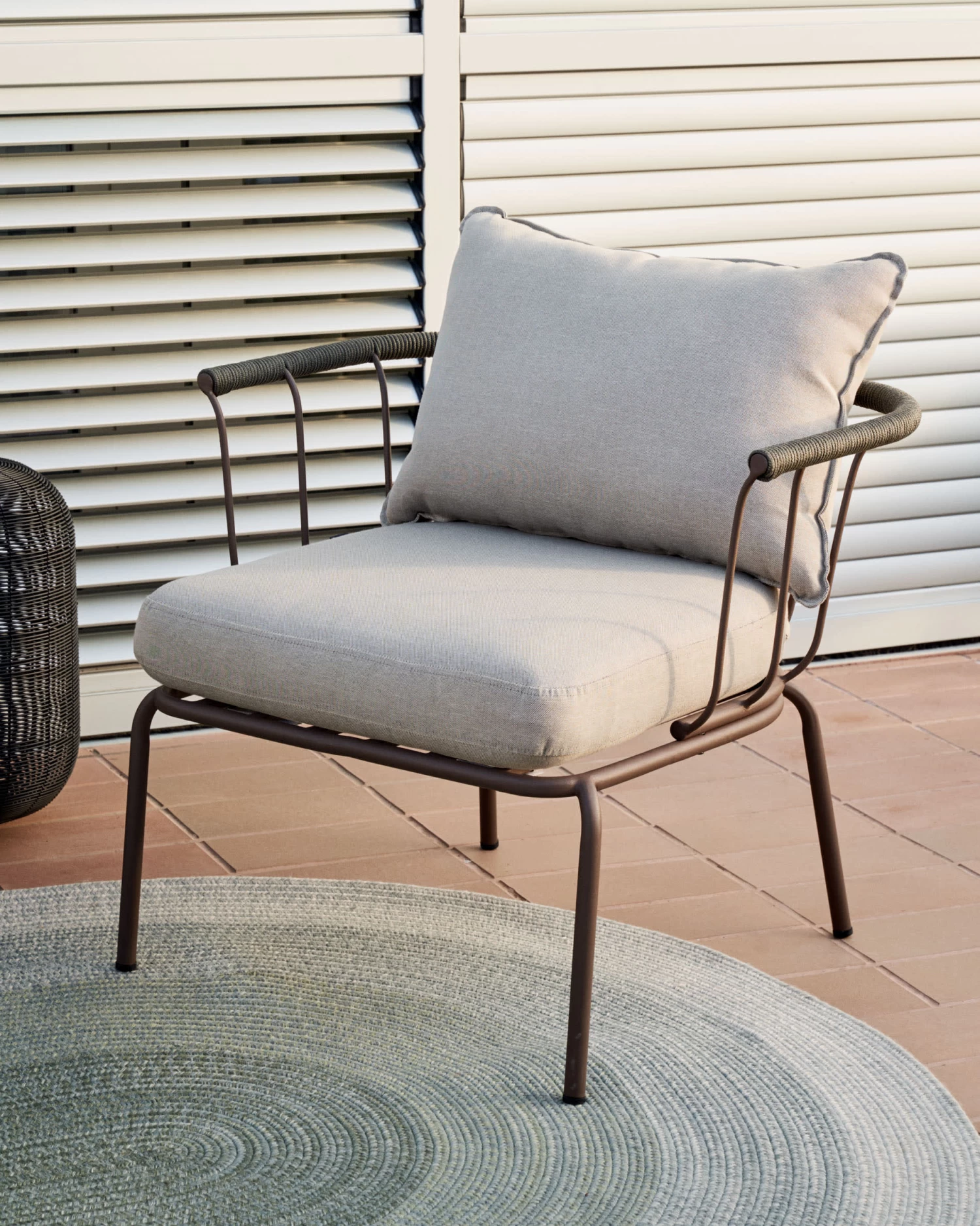 Salguer Armchair In Green Cord And Steel With A Brown Painted Finish 4 Salguer Armchair In Green Cord And Steel With A Brown Painted Finish - Image 2