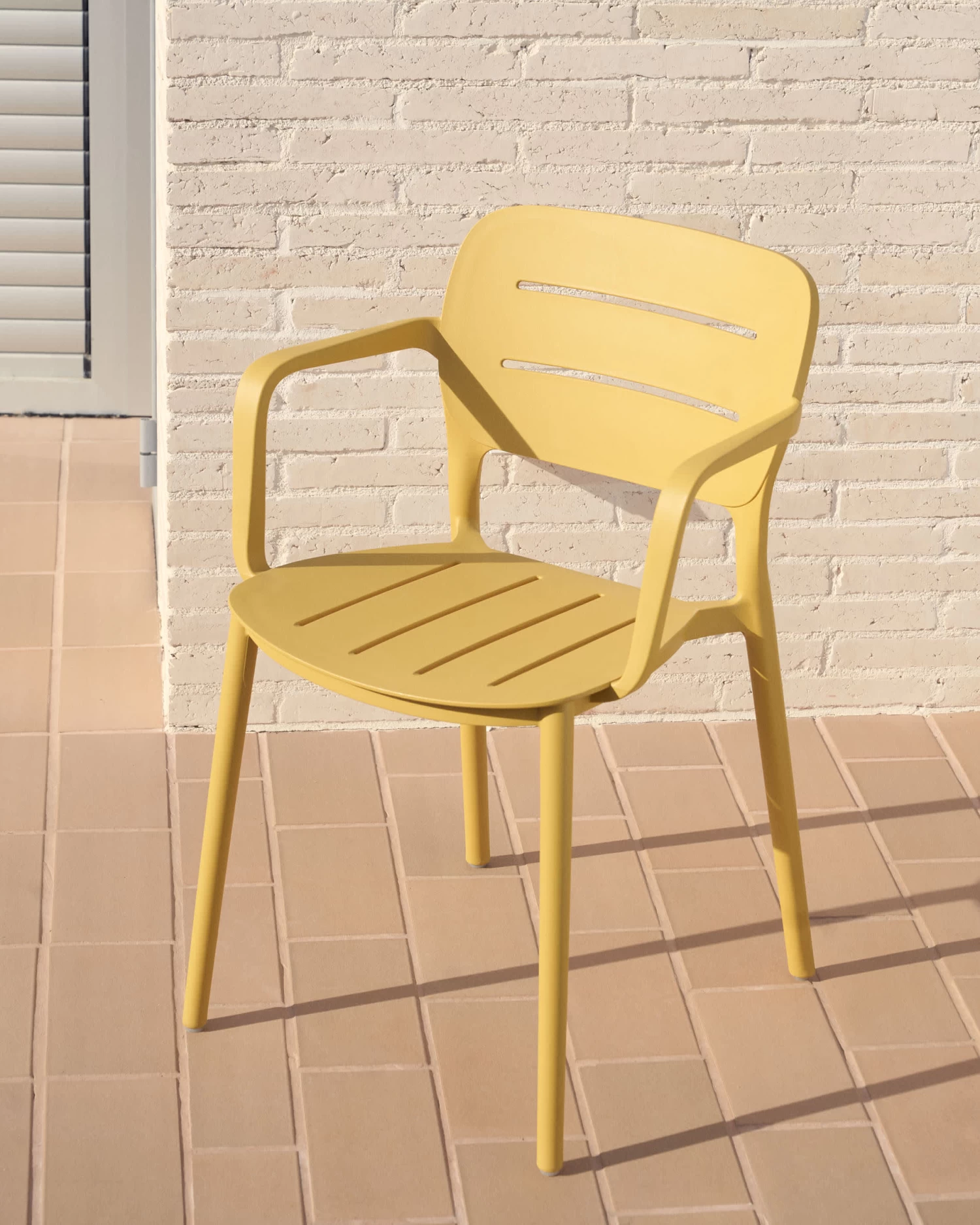 Morella Stackable Outdoor Chair In Mustard | Kave Home 4 Morella Stackable Outdoor Chair In Mustard | Kave Home - Image 2