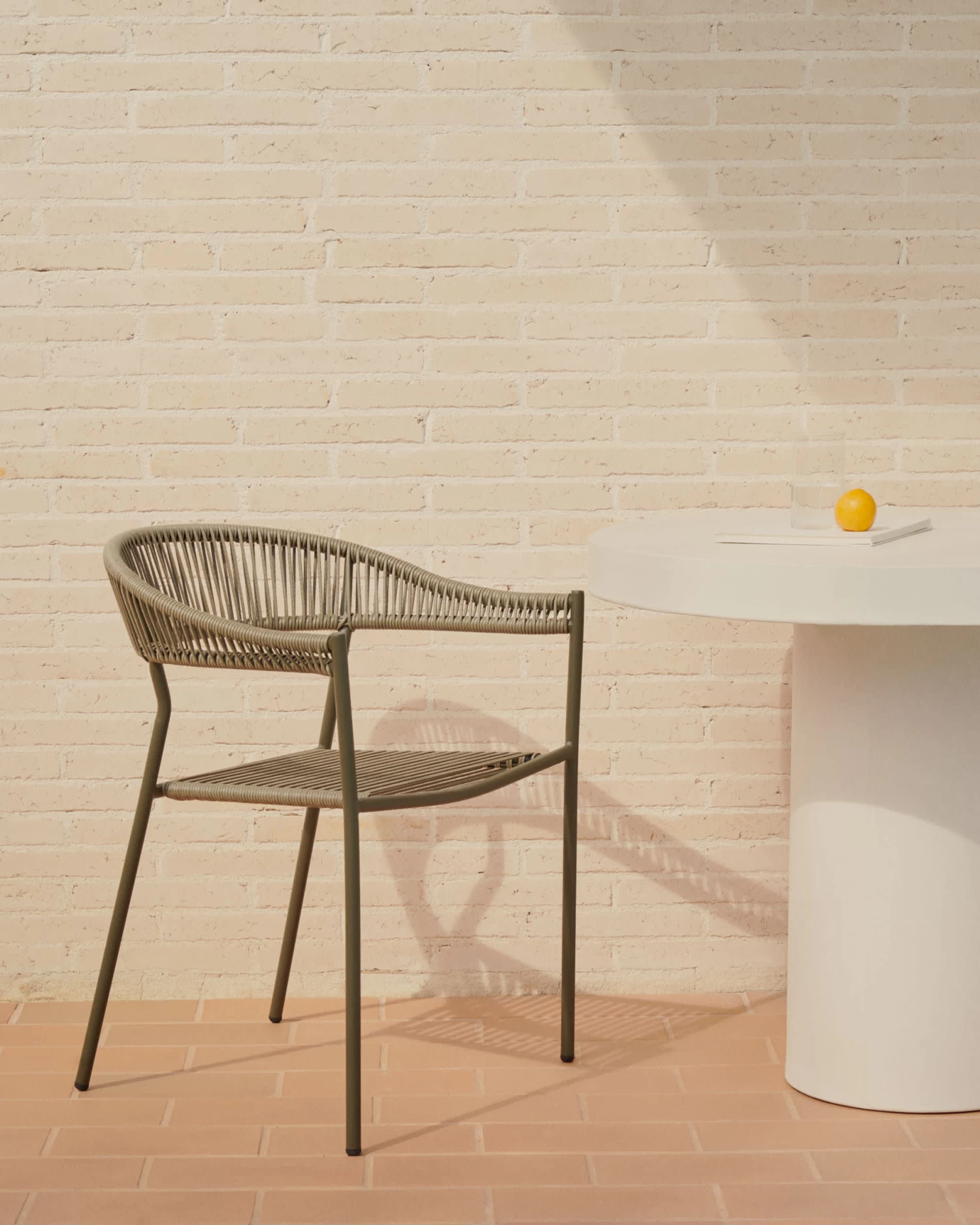 Futadera Stackable Outdoor Chair In Green Synthetic Cord And Green Painted Steel 4 Futadera Stackable Outdoor Chair In Green Synthetic Cord And Green Painted Steel - Image 2