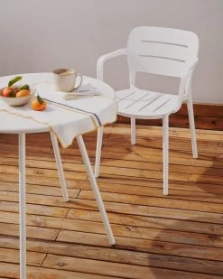 Morella Stackable Outdoor Chair In White | Kave Home -Quality Furniture Store A000002116 0 1
