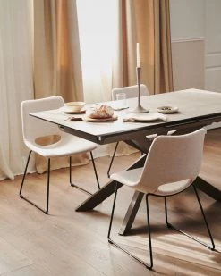 Zahara Chair In Beige With Steel Legs In A Black Finish | Kave Home -Quality Furniture Store A000002119 0 2