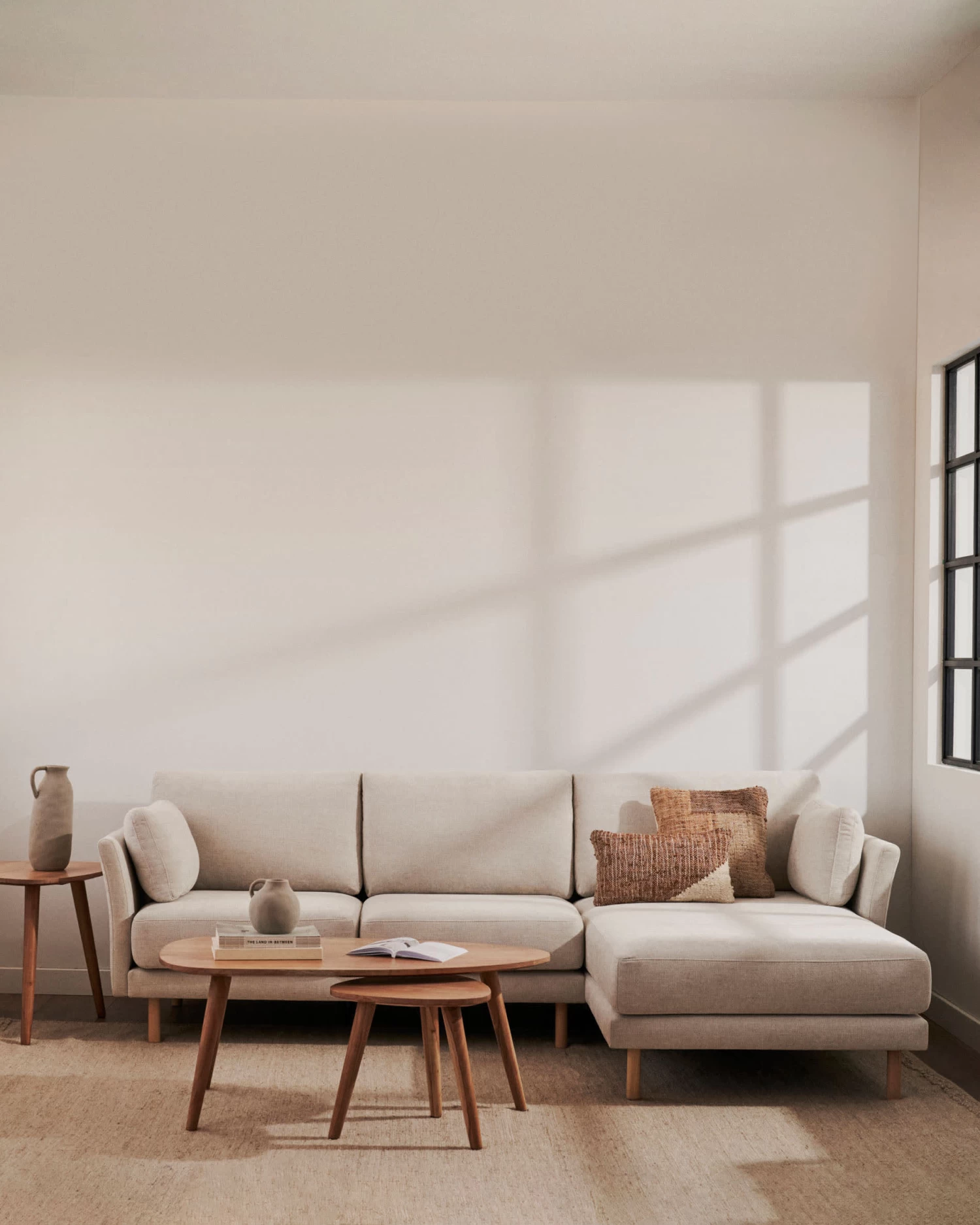 Gilma 3 Seater Sofa W/ Right/left-hand Chaise Longue In Chenille Pearl Natural Legs 260 Cm | Kave Home 6 Gilma 3 Seater Sofa W/ Right/left-hand Chaise Longue In Chenille Pearl Natural Legs 260 Cm | Kave Home - Image 4