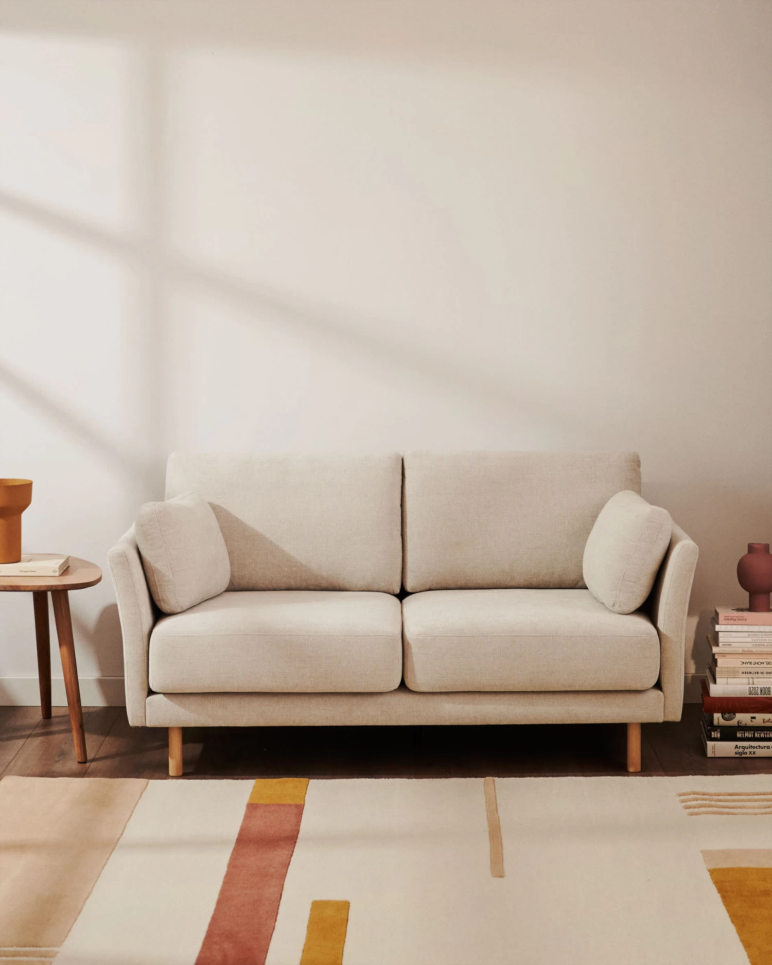 Gilma 2 Seater Sofa In Chenille Pearl With Natural Wood Finish Legs 170 Cm | Kave Home 4 Gilma 2 Seater Sofa In Chenille Pearl With Natural Wood Finish Legs 170 Cm | Kave Home - Image 2