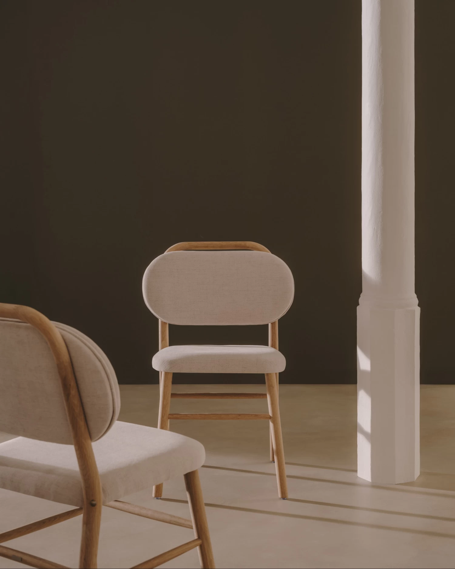 Helda Chair In Beige Chenille And Solid Oak Wood | Kave Home 4 Helda Chair In Beige Chenille And Solid Oak Wood | Kave Home - Image 2