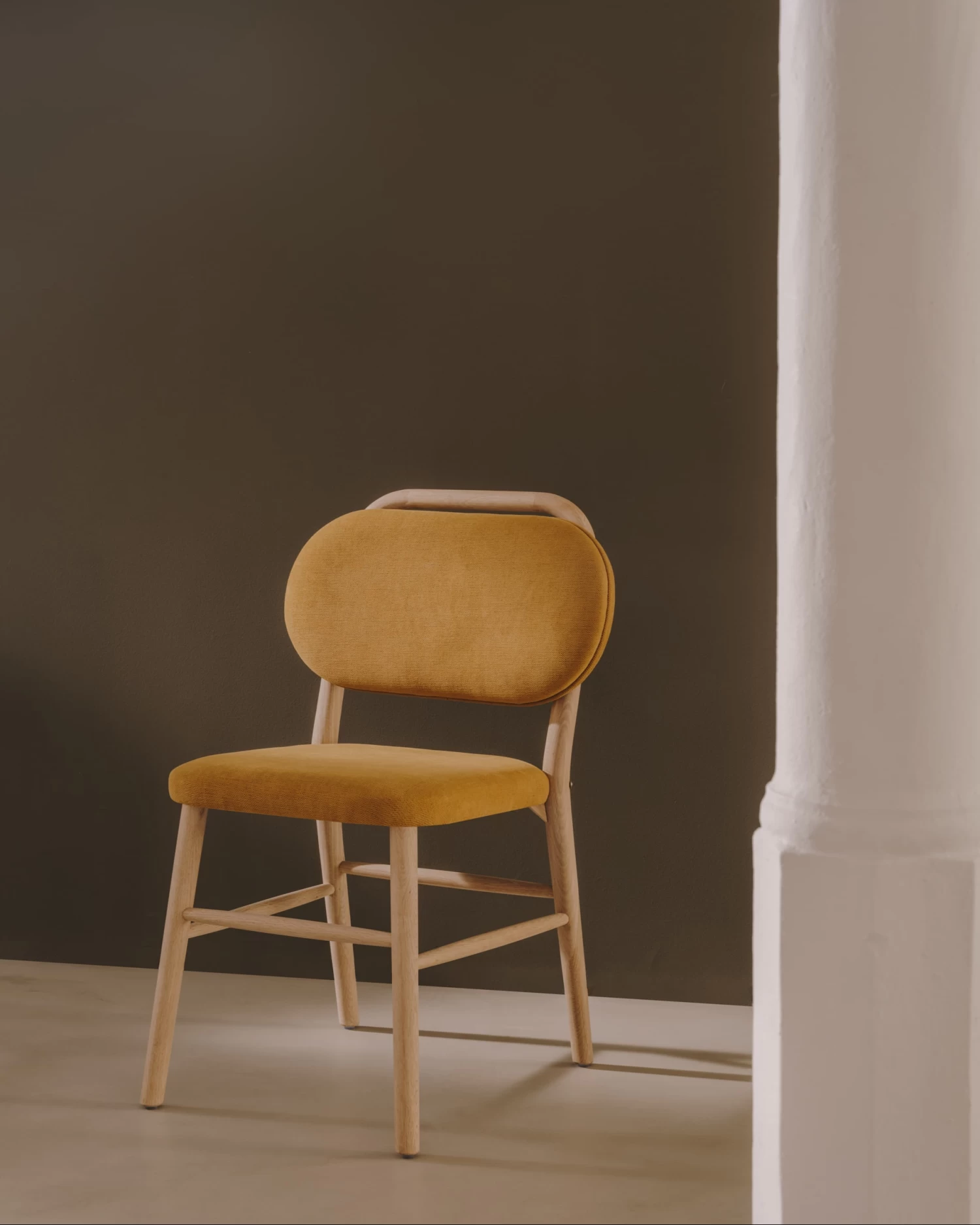 Helda Chair In Mustard Chenille And Solid Oak Wood | Kave Home 4 Helda Chair In Mustard Chenille And Solid Oak Wood | Kave Home - Image 2