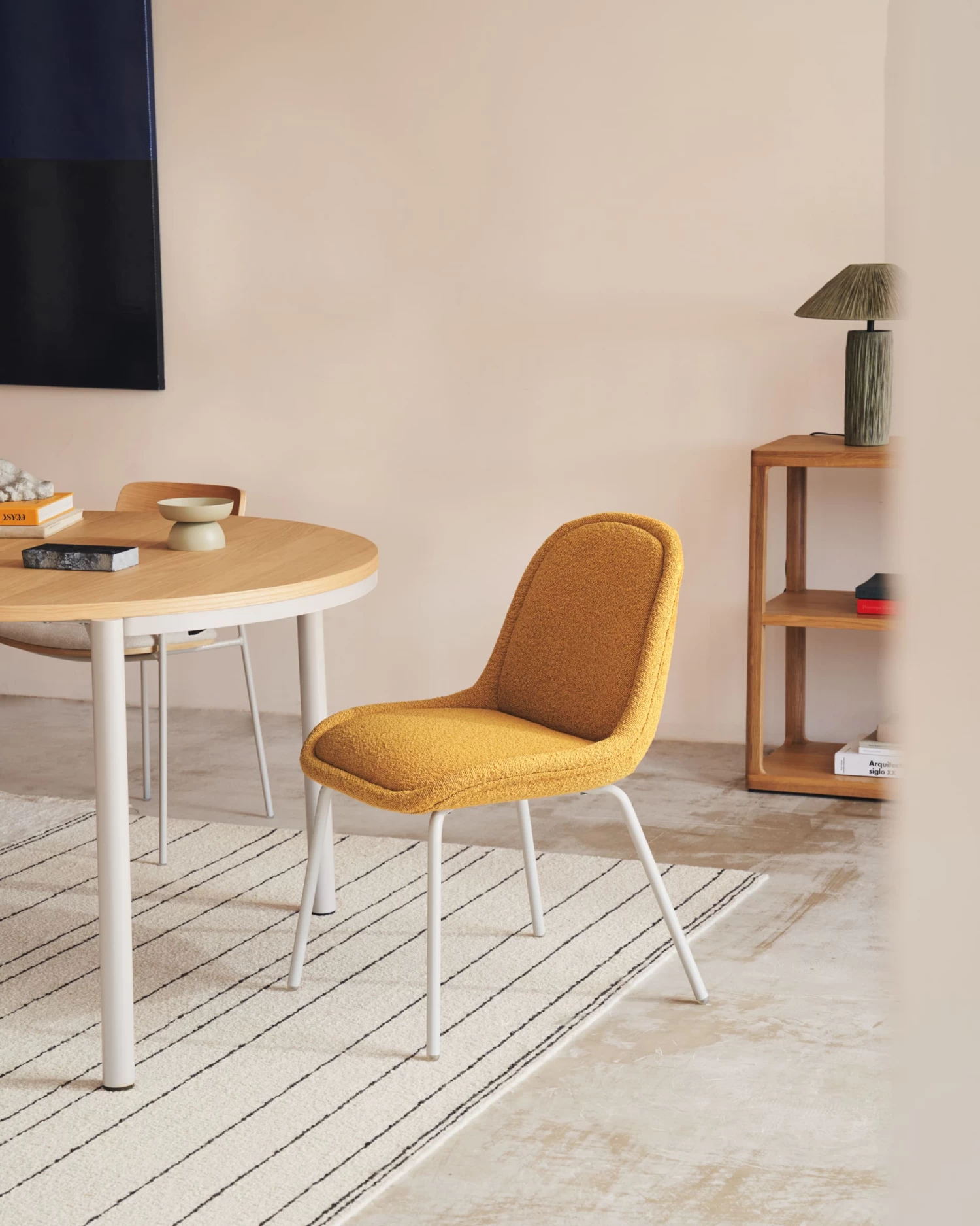 Aimin Chair In Mustard Fleece And Steel Legs With A Matte Beige Painted Finish | Kave Home 4 Aimin Chair In Mustard Fleece And Steel Legs With A Matte Beige Painted Finish | Kave Home - Image 2