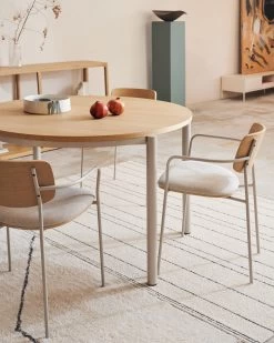 Maureen Stackable Chair In Natural Oak Veneer With Beige Legs | Kave Home 15 Maureen Stackable Chair In Natural Oak Veneer With Beige Legs | Kave Home -Quality Furniture Store A000002168 6 1