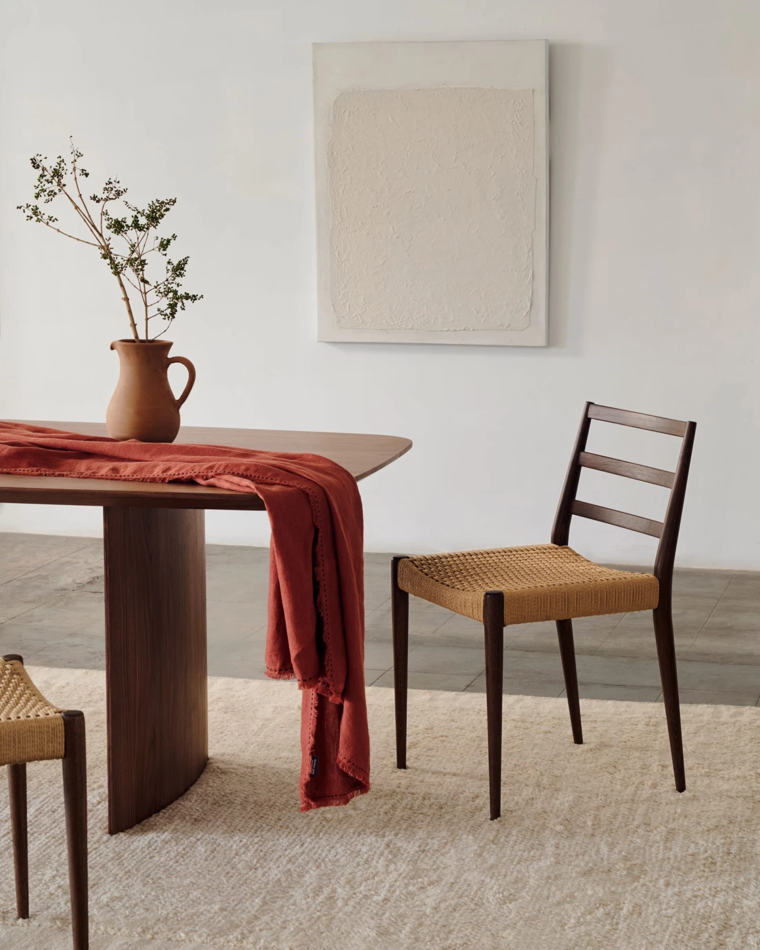 Analy Chair In Solid Oak 100% FSC With Walnut Finish And Rope Seat | Kave Home 4 Analy Chair In Solid Oak 100% FSC With Walnut Finish And Rope Seat | Kave Home - Image 2