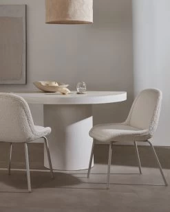 Aimin Chair In White Fleece And Steel Legs With A Matte Beige Painted Finish | Kave Home 15 Aimin Chair In White Fleece And Steel Legs With A Matte Beige Painted Finish | Kave Home -Quality Furniture Store A000002232 0