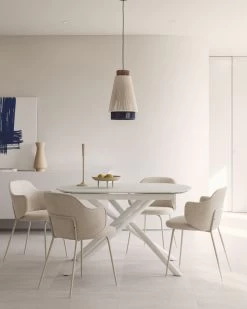 Yunia Chair In Beige With Steel Legs In A Painted Beige Finish | Kave Home -Quality Furniture Store A3D23004 0