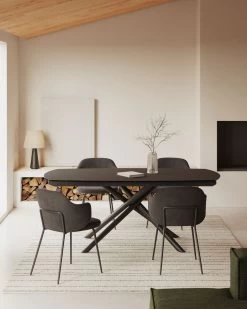 Yunia Chair In Dark Grey With Steel Legs In A Painted Black Finish | Kave Home -Quality Furniture Store A3D23004 10 1