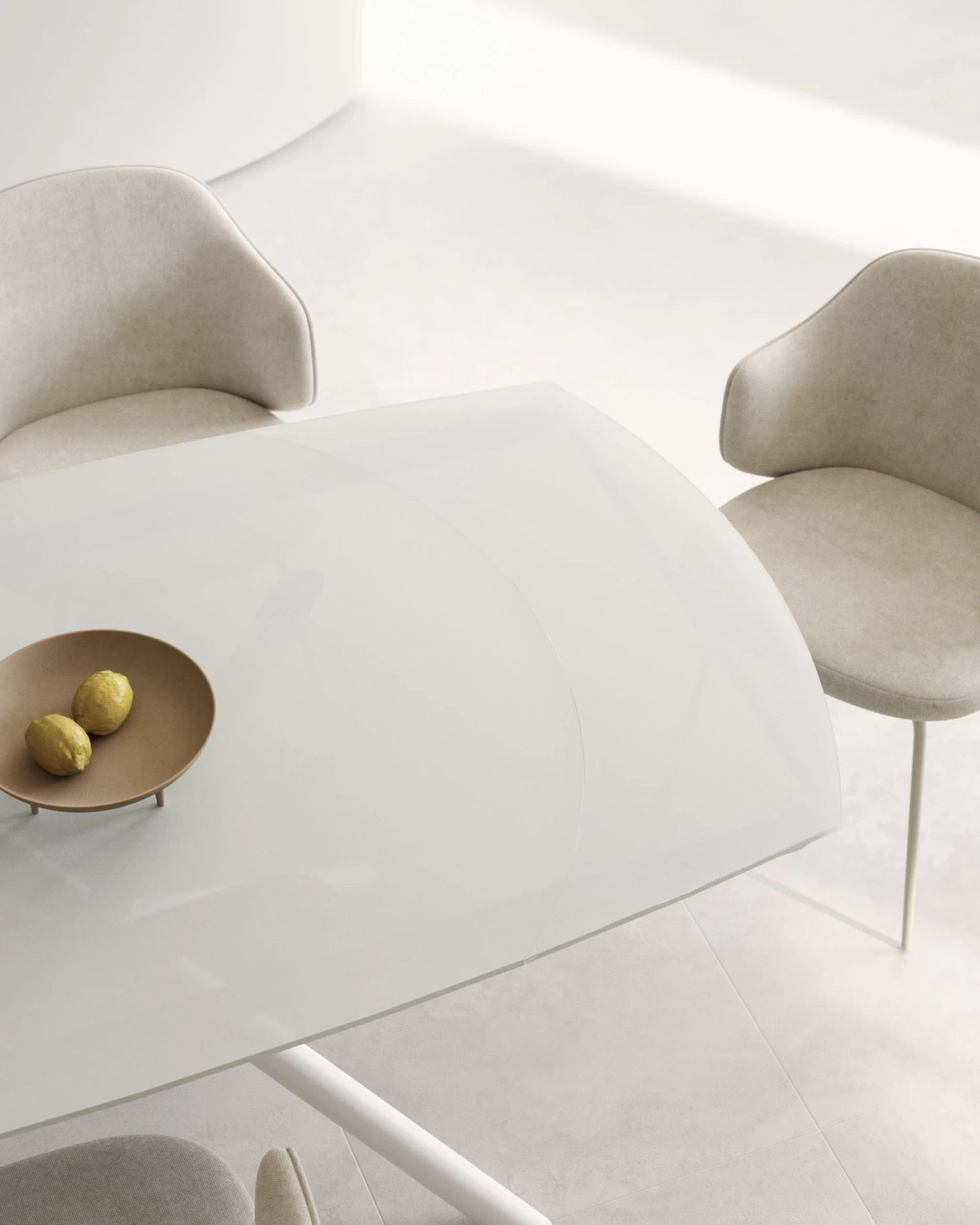 Vashti Extendable Round Table In Glass And MDF With Steel Legs In White 130(190) X 100 Cm | Kave Home 6 Vashti Extendable Round Table In Glass And MDF With Steel Legs In White 130(190) X 100 Cm | Kave Home - Image 4