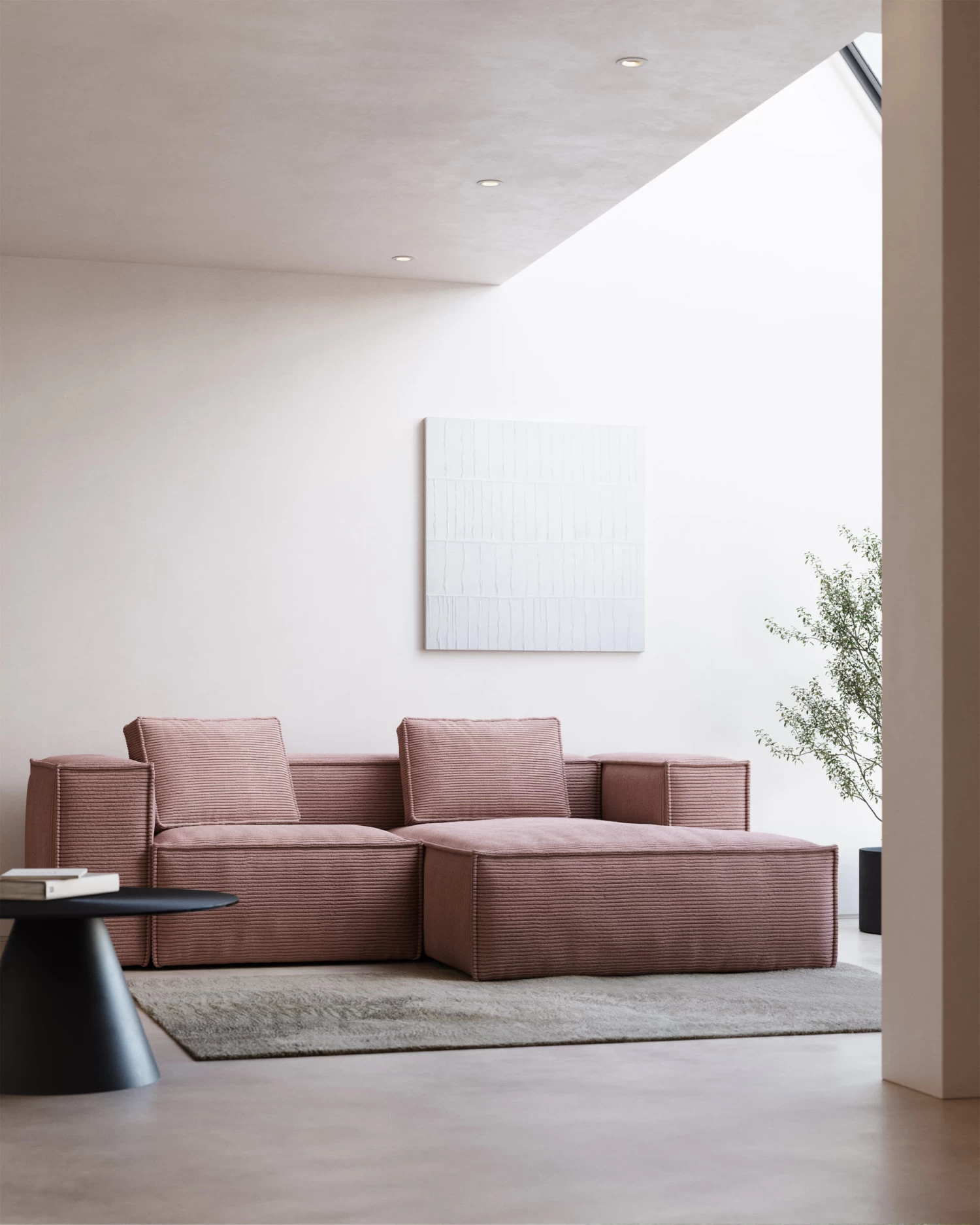 Blok 2 Seater Sofa With Right Side Chaise Longue In Pink Wide Seam Corduroy 240 Cm | Kave Home 4 Blok 2 Seater Sofa With Right Side Chaise Longue In Pink Wide Seam Corduroy 240 Cm | Kave Home - Image 2