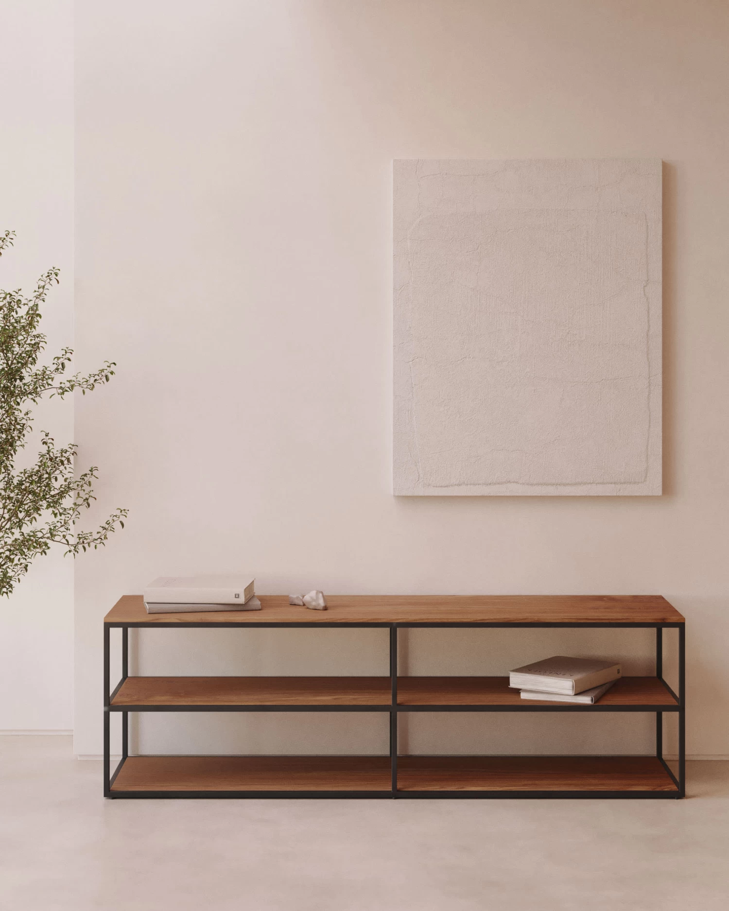 Yoana TV Stand With A Walnut Veneer And Painted Black Metal Structure 160 X 40 Cm | Kave Home 4 Yoana TV Stand With A Walnut Veneer And Painted Black Metal Structure 160 X 40 Cm | Kave Home - Image 2