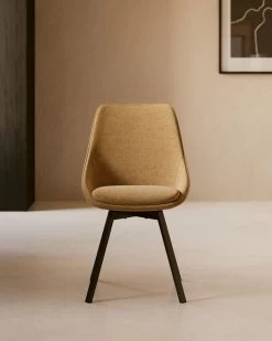 Jenna Mustard Swivel Chair With Steel Legs With Black Finish | Kave Home -Quality Furniture Store A3D23012 5