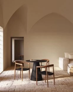 Ydalia Stackable Outdoor Chair In Solid Teak Wood With Natural Finish And Black Rope -Quality Furniture Store A3D23015 2