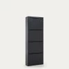 Ode Shoe Rack With 4 Doors In Black, 50 X 136 Cm 1 Ode Shoe Rack With 4 Doors In Black, 50 X 136 Cm -Quality Furniture Store AA4026R02 1V01