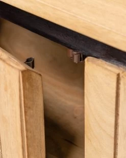 Licia Solid Mango Wood TV Stand With 2 Doors And Black Finish Metal 160 X 56 Cm | Kave Home -Quality Furniture Store AA5638M46 1D02