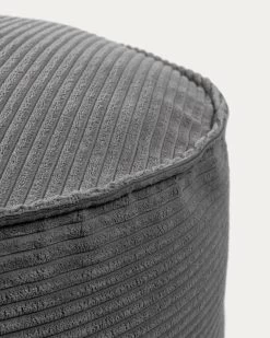 Wilma Large Pouffe In Grey Wide Seam Corduroy Ã 70 Cm | Kave Home -Quality Furniture Store AA6212LN15 1D02