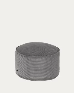 Wilma Large Pouffe In Grey Wide Seam Corduroy Ã 70 Cm | Kave Home