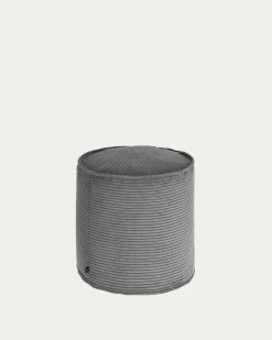 Wilma Large Pouffe In Grey Wide Seam Corduroy Ã 40 Cm | Kave Home