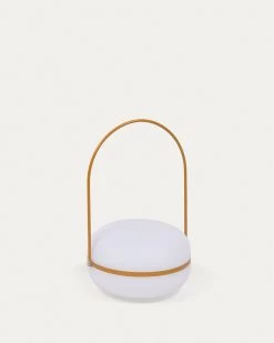 Tea Table Lamp In Polythene And Metal With Mustard Finish | Kave Home