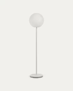 Outdoor Dinesh Floor Lamp In White Steel | Kave Home