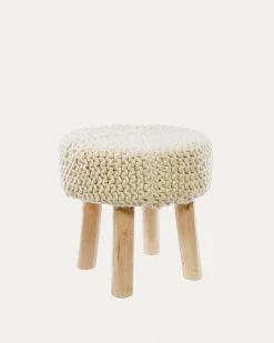 Beneda 100% Wool Footstool In White à 40 Cm | Kave Home