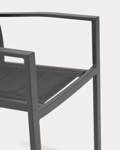 Sirley Stackable Outdoor Chair In Black Aluminium And Texteline | Kave Home -Quality Furniture Store AB508N01 1D01