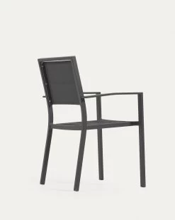 Sirley Stackable Outdoor Chair In Black Aluminium And Texteline | Kave Home -Quality Furniture Store AB508N01 1V03