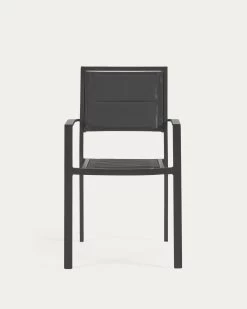 Sirley Stackable Outdoor Chair In Black Aluminium And Texteline | Kave Home -Quality Furniture Store AB508N01 1V04