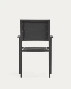 Sirley Stackable Outdoor Chair In Black Aluminium And Texteline | Kave Home -Quality Furniture Store AB508N01 1V05