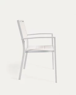 Sirley Stackable Outdoor Chair In White Aluminium And Texteline | Kave Home -Quality Furniture Store AB508N05 1V02