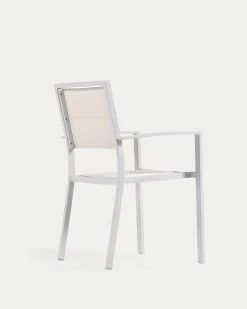 Sirley Stackable Outdoor Chair In White Aluminium And Texteline | Kave Home -Quality Furniture Store AB508N05 1V03