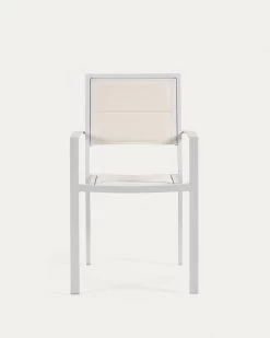 Sirley Stackable Outdoor Chair In White Aluminium And Texteline | Kave Home -Quality Furniture Store AB508N05 1V04