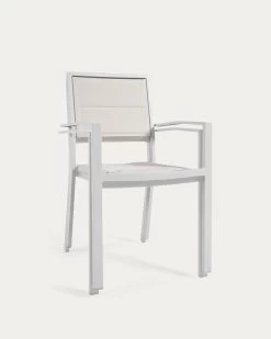 Sirley Stackable Outdoor Chair In White Aluminium And Texteline | Kave Home -Quality Furniture Store AB508N05 1V06