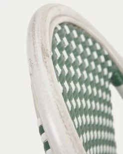 Marilyn Stackable Outdoor Bistro Chair In Aluminium And Synthetic Rattan Green & White | Kave Home 18 Marilyn Stackable Outdoor Bistro Chair In Aluminium And Synthetic Rattan Green & White | Kave Home -Quality Furniture Store AB510J06 1D03