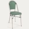 Marilyn Stackable Outdoor Bistro Chair In Aluminium And Synthetic Rattan Green & White | Kave Home -Quality Furniture Store AB510J06 1V01