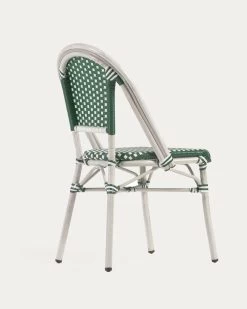 Marilyn Stackable Outdoor Bistro Chair In Aluminium And Synthetic Rattan Green & White | Kave Home 19 Marilyn Stackable Outdoor Bistro Chair In Aluminium And Synthetic Rattan Green & White | Kave Home -Quality Furniture Store AB510J06 1V03