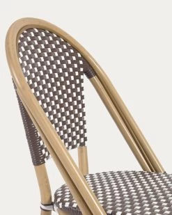 Marilyn Stackable Outdoor Bistro Chair In Aluminium And Synthetic Rattan, Brown & White -Quality Furniture Store AB510J09 1D01