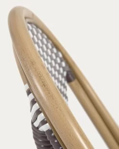 Marilyn Stackable Outdoor Bistro Chair In Aluminium And Synthetic Rattan, Brown & White -Quality Furniture Store AB510J09 1D03