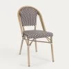 Marilyn Stackable Outdoor Bistro Chair In Aluminium And Synthetic Rattan, Brown & White -Quality Furniture Store AB510J09 1V01