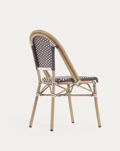 Marilyn Stackable Outdoor Bistro Chair In Aluminium And Synthetic Rattan, Brown & White -Quality Furniture Store AB510J09 1V03