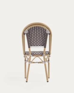 Marilyn Stackable Outdoor Bistro Chair In Aluminium And Synthetic Rattan, Brown & White -Quality Furniture Store AB510J09 1V04