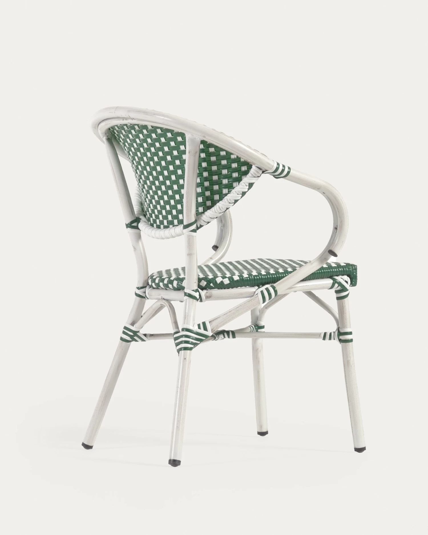 Marilyn Stackable Outdoor Bistro Chair With Arms In Aluminium And Synthetic Rattan Green & White | Kave Home 10 Marilyn Stackable Outdoor Bistro Chair With Arms In Aluminium And Synthetic Rattan Green & White | Kave Home - Image 8
